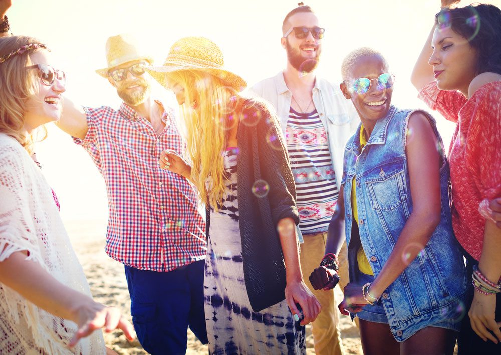 diverse friends at a summer party